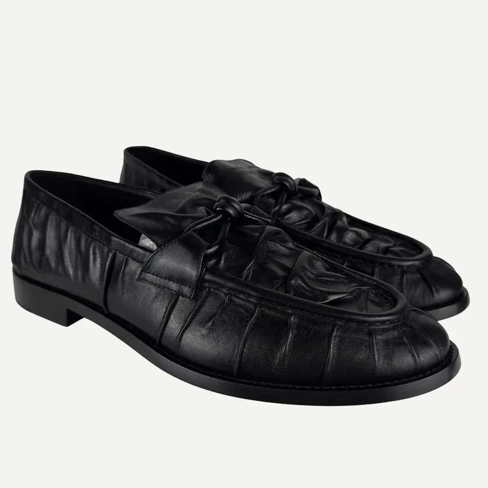 Bottega Veneta Astaire Knot-Detailed Leather Loafers Black Men's EU47